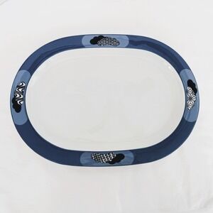Lisboa Block Spal Blue Pacific by Yoshico 15.5 Inch Oval Serving Platter